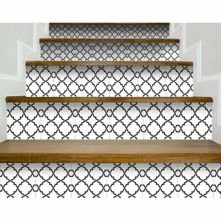 Homeroots 4 x 4 in. Black & White Prism Peel & Stick Removable Tiles 399910